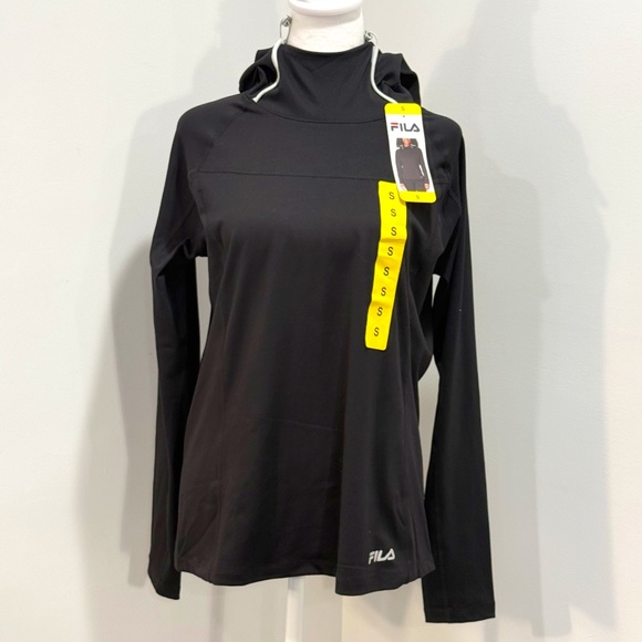 NWT Women’s Fíla Funnel Neck Active Hoodie Black Size Small - Picture 1 of 14